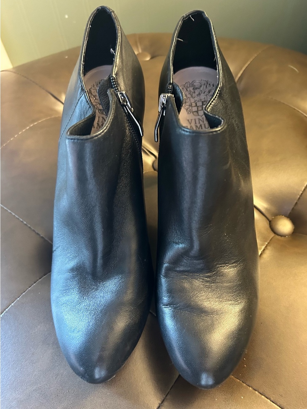 Womens Black Leather Zip Ankle Boots